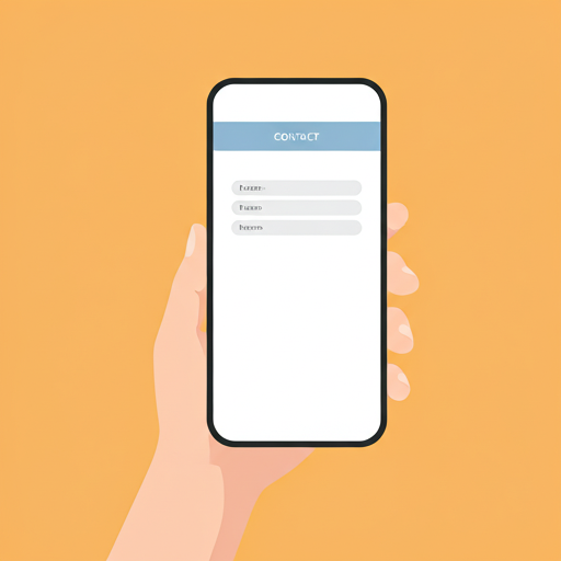 A person's hand holding a smartphone, with a contact form visible on the screen, ready to make an inquiry.